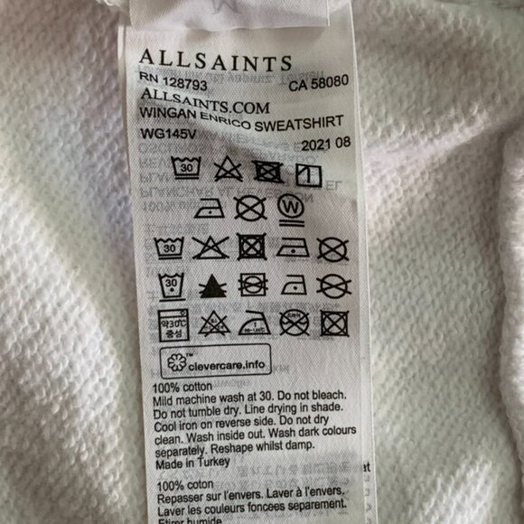 All Saints Women's White Wingan Enrico Long Sleeve Sweatshirt Size Medium - Picture 12 of 14